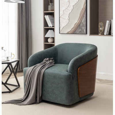 Fauteuil demi-tonneau pivotant en similicuir Broderic