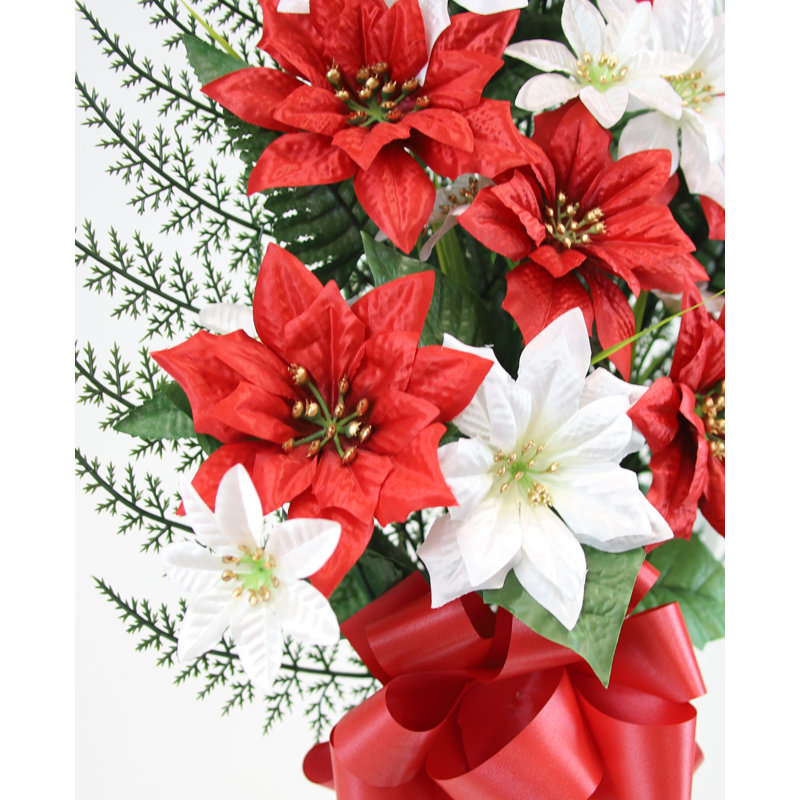 Poinsettia de Noël dans un vase, Rouge / blanc