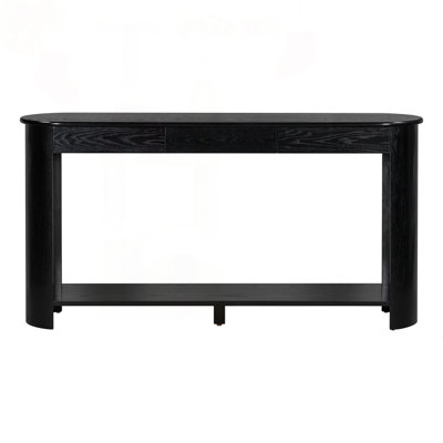 Oak Veneer Console Table with 3 Drawers