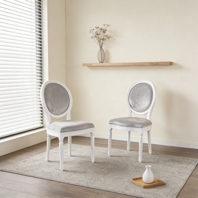 Ensemble de chaises de salle à manger, Gris + blanc