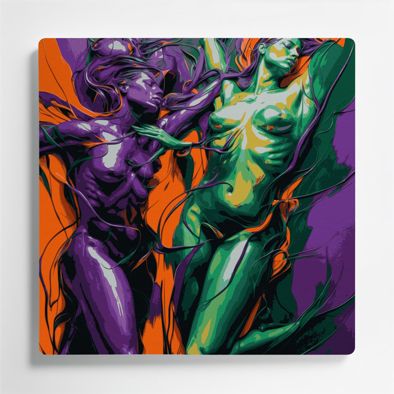 Art mural abstrait 24 figurines en métal mauve, H 32 po x l 32 po