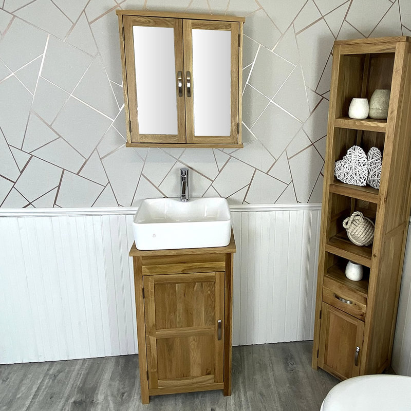 Martine 520mm Single Bathroom Vanity with Vessel Ceramic Basin, Oak