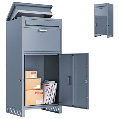 Package Delivery Boxes for Outside, Extra Large Parcel Drop Boxes with Secure Storage, Anti-Theft Galvanized Steel,Waterproof Package Delivery Box for Outdoor Porch (16''L x 16''W x 38''H/ Grey)