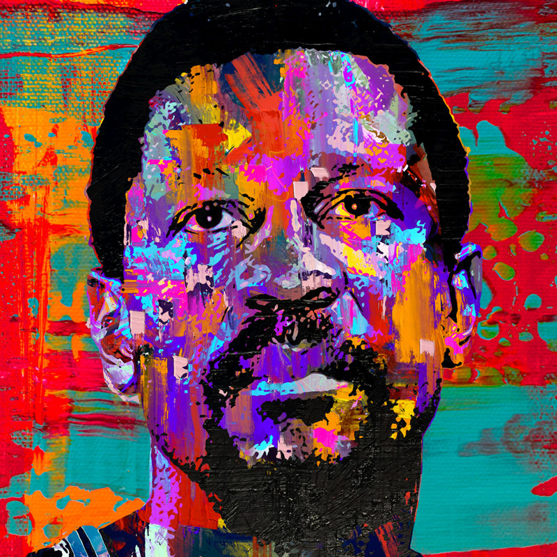 «Bill Russell» par Stephen Chambers, impression sur toile tendue, H 18 po x l 18 po x P 1,5 po