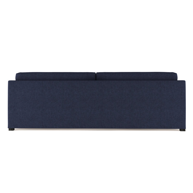 Madison Sofa, Plush Velvet Blue Print, 33" H x 72" W x 41" D, Dark Brown