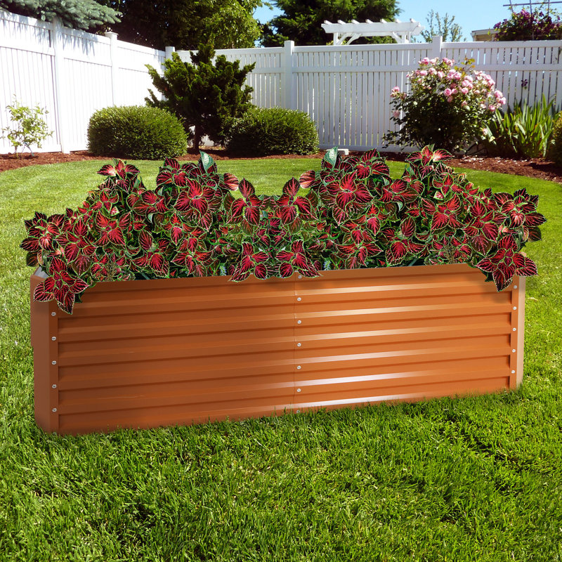 Adisri Galvalume Steel Raised Garden Bed - 6 ft x 3 ft - Brown, Brown
