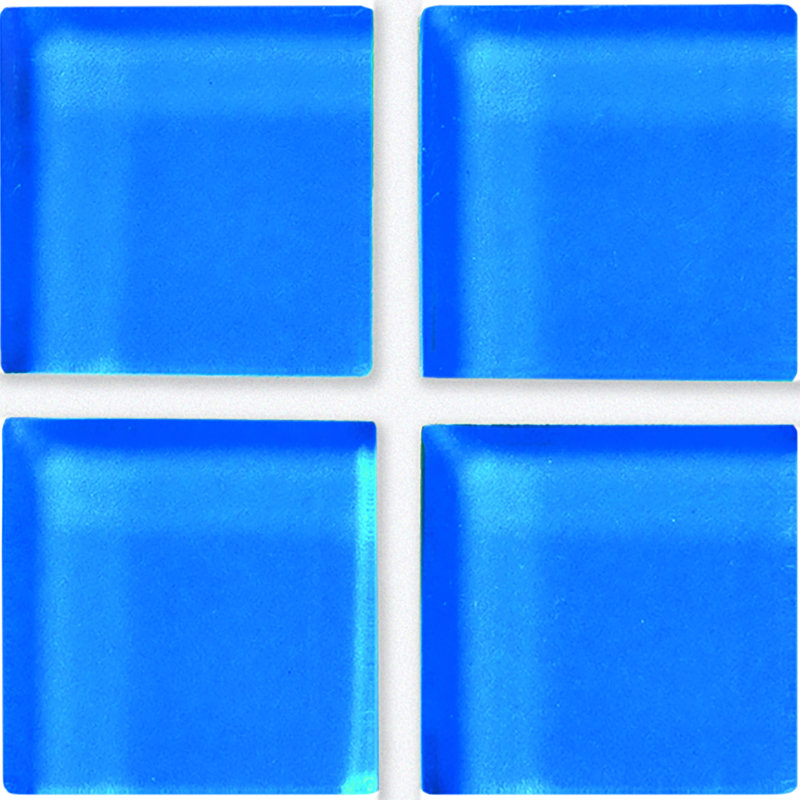 Torch Song 1'' W x 1'' L Glass Tile Grid Mosaic Sheet, Turquoise/Sea/Royal Blue