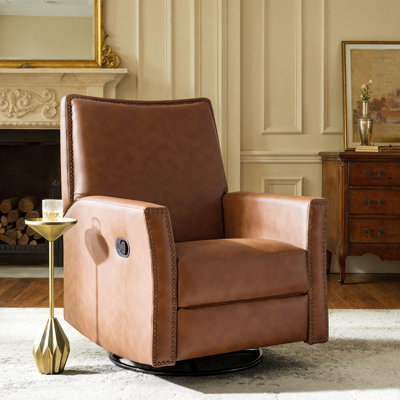 Jerseyville Transitional Leather Swivel Rocker Manual Recliner
