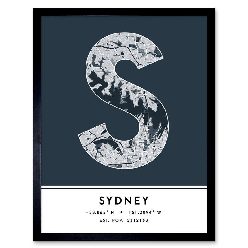 Sydney Australia City Map - Single Picture Frame Typography