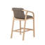 Tabouret de bar d'extérieur Lailoken, hauteur de comptoir, en bois d'eucalyptus avec assise en oléfine - Lot de 2