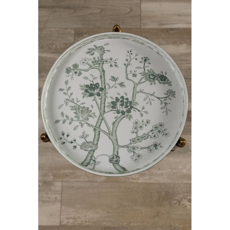 Jardin Tray with Stand, Green, Aged Brass