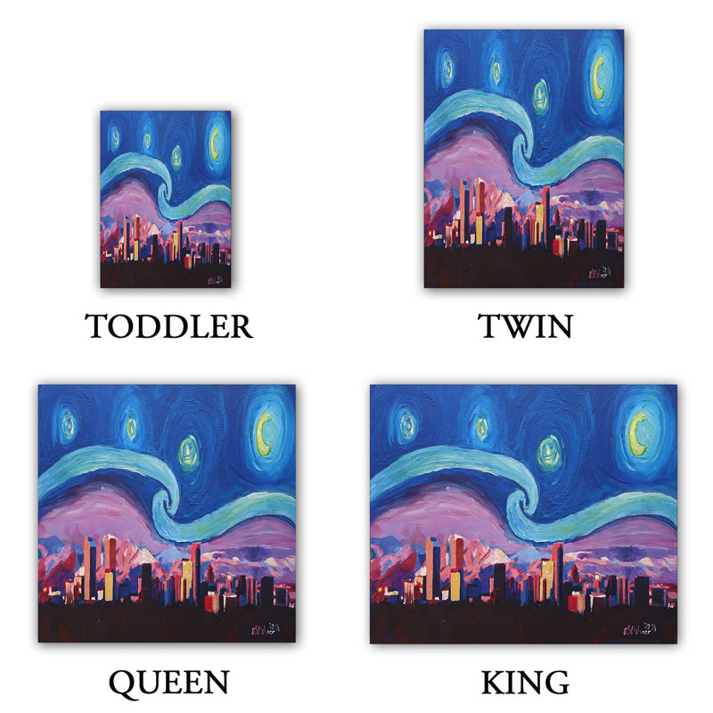 Ensemble de housse de couette starry night denver, 1 housse de couette grand + 2 taies standards