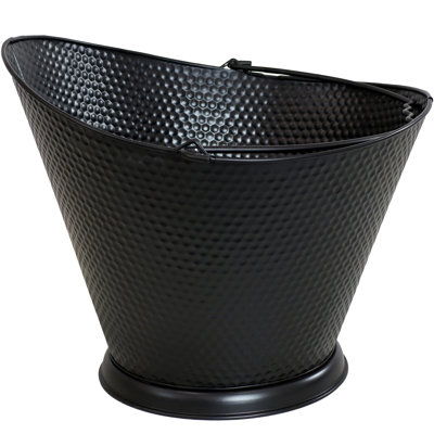 Oralle 3-Piece Traditional Black Iron Ash Bucket with Scoop and Brush