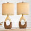 Ensemble de salon et de chambre à coucher Boho 2 Petite maison de campagne en rotin Lampe de table de chevet à décoration rustique de 19 po pour bureau compatible avec les ampoules intelligentes (n'inclut pas les ampoules)-284143927