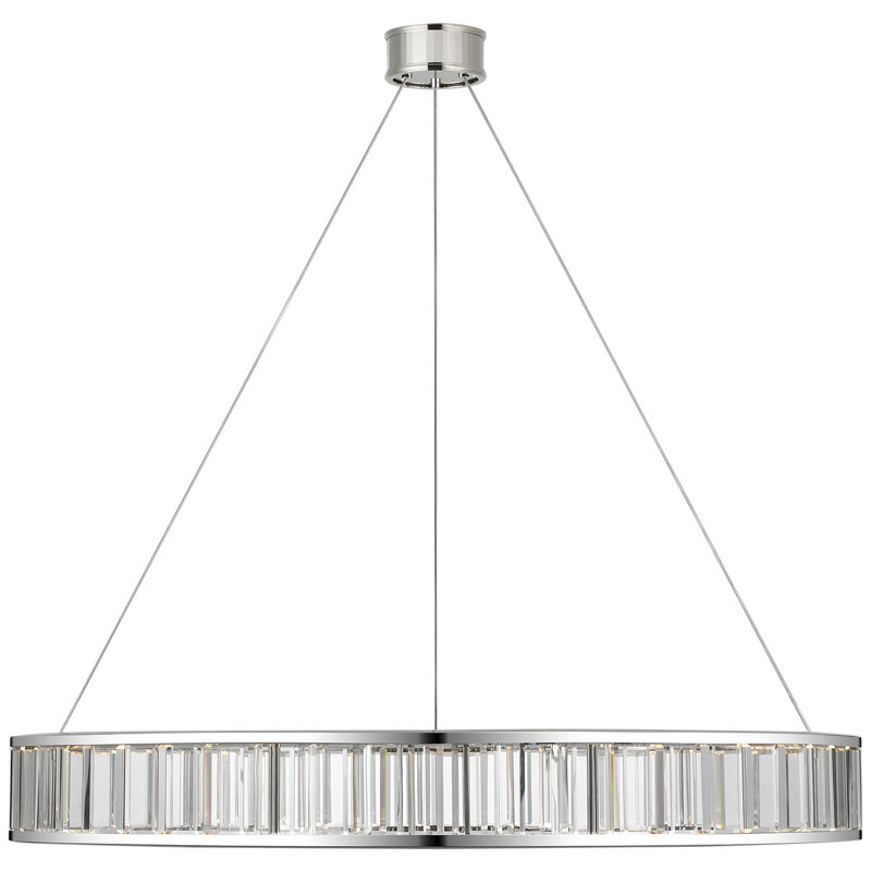 Chapman & Myers Iterna 40" Ring Chandelier with Alabaster, Polished Nickel