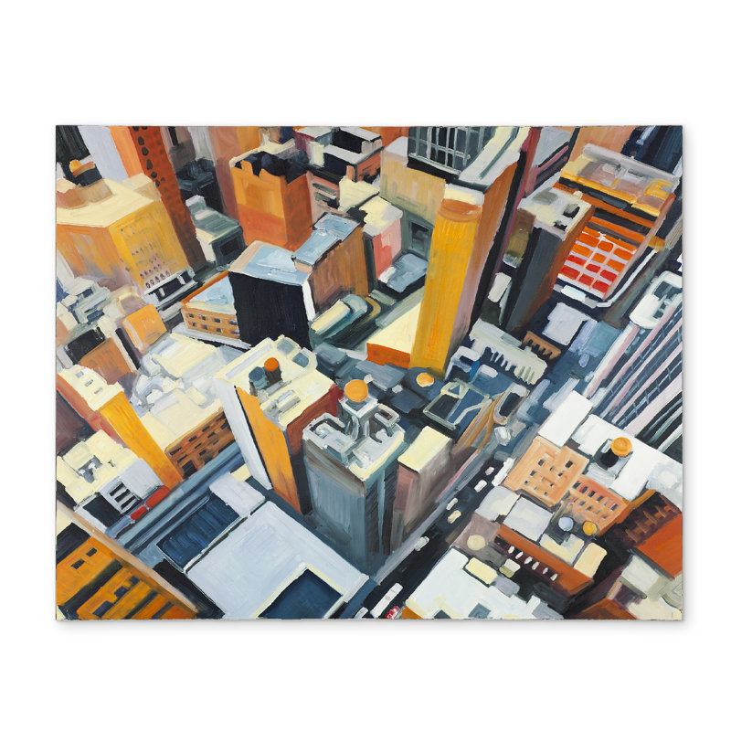 Cities Orange Polyester Placemat | New York Buildings Decor