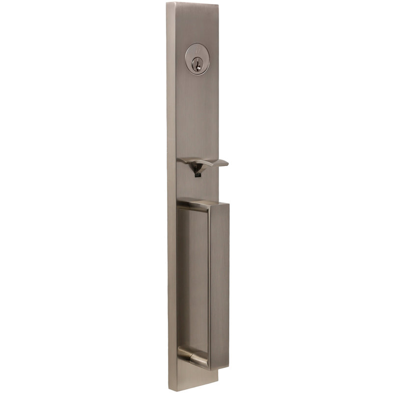 Ensemble de poignées avec pêne dormant, porte transitionnelle et rosette, Nickel satiné