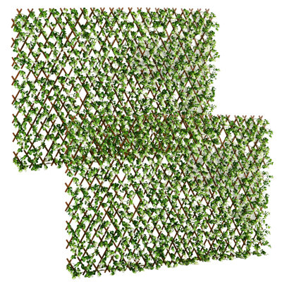 Amiena 2pc Expanding Garden Trellis 2 x 1m Faux Decorative Privacy Fence
