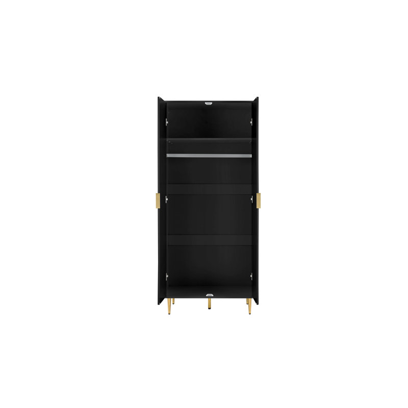 Bethzaida 2 Door Fluted Wardrobe, Matte Black