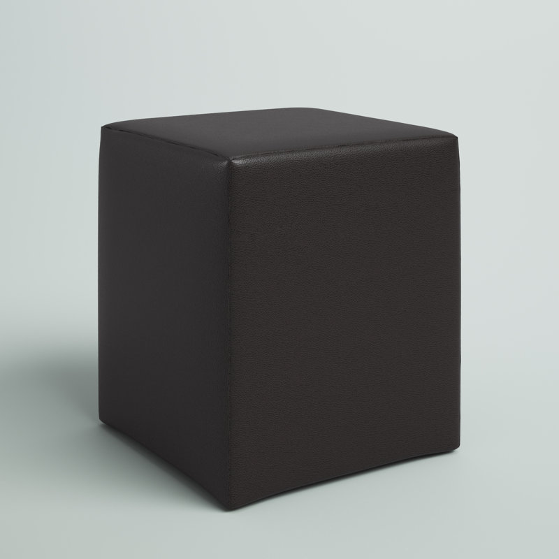 Baille Faux Leather Ottoman, Black Faux Leather