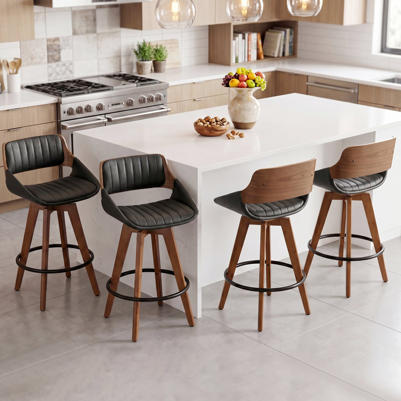 Jobani 65cm Swivel Bar Stool, Black