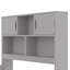 Structure de lit plateforme simple avec bibliothèques et tablettes de rangement, quatre tiroirs, gris