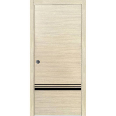 Porte coulissante avec ensemble de garnitures et quincaillerie en placage naturel Planum 0012, en bois massif, pour chambre à coucher, portes robustes - 76 cm x 203 cm
