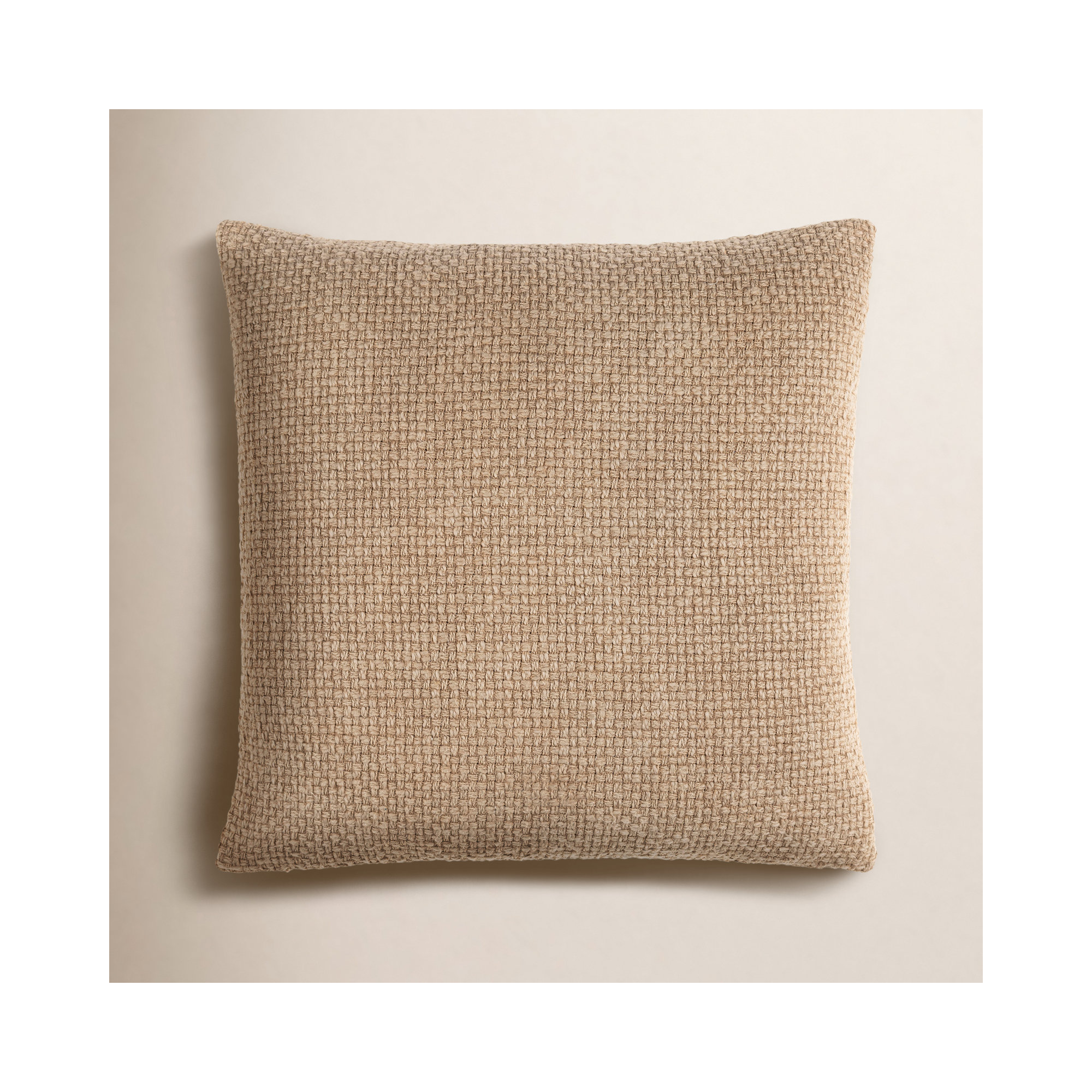 Clovis Cotton Throw Pillow, Poly Fill, 18" x 18", Beige
