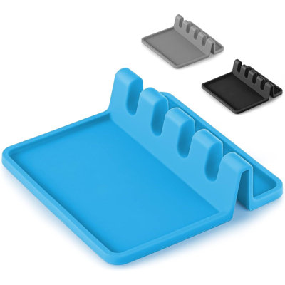 Silicone Utensil Rest With Drip Pad For Multiple Utensils