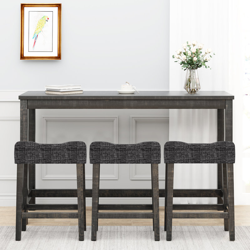 Mellisha 3-Person Counter Height Dining Set, Dark Grey
