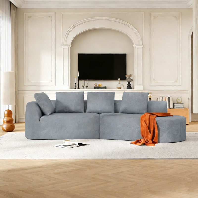 Canapé modulaire extra large à quatre places Salvatore, Gris clair