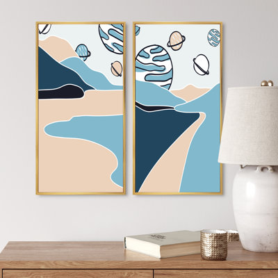 «Vintage Abstract Organic Landscape in Retro I», ensemble de 2 reproductions