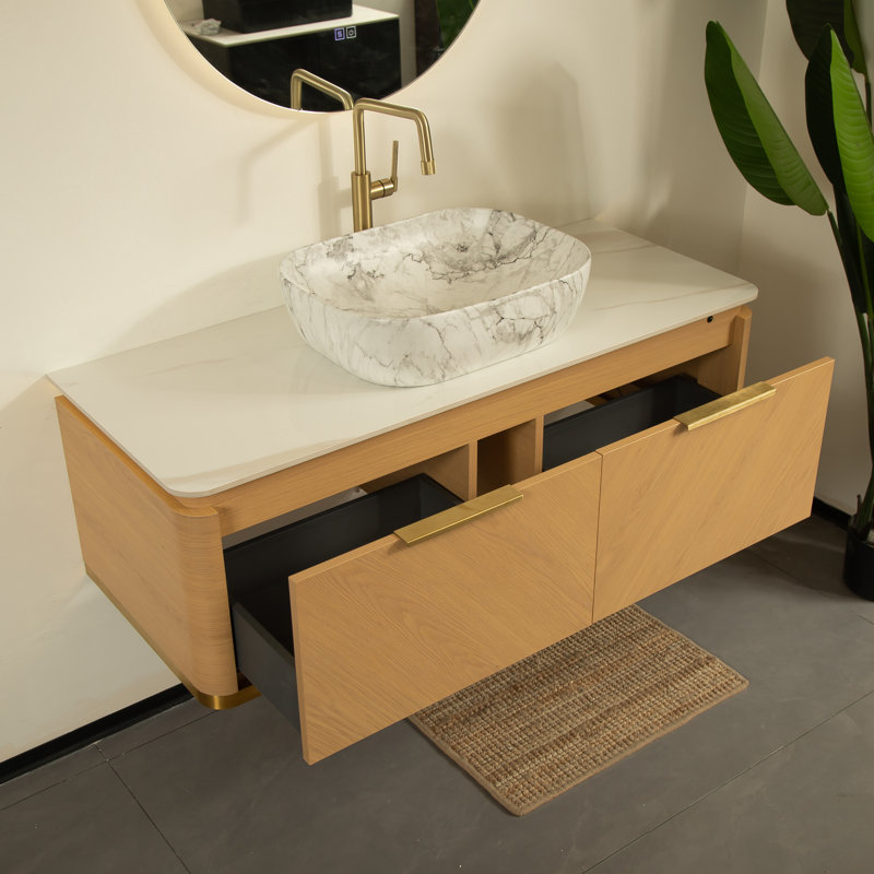 Armoire de salle de bain suspendue Absher, Grain de bois espresso