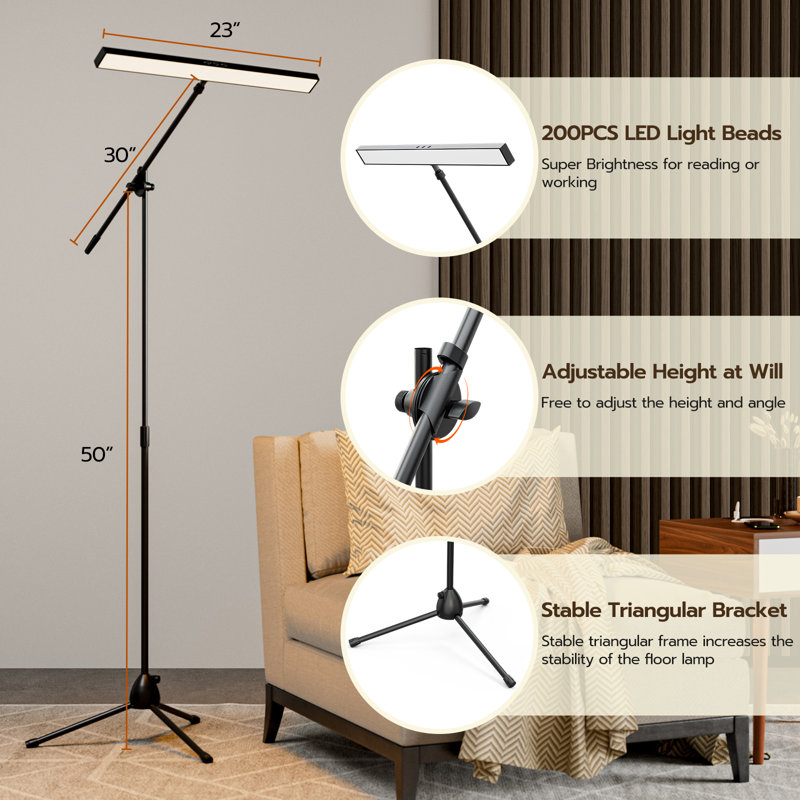 Lampe sur pied 20w à 3 lumières à température de couleur réglable en hauteur 