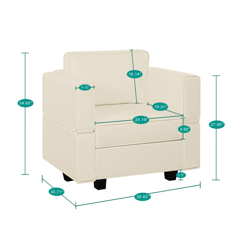 Fauteuil club avec accoudoirs en cuir Gilburt, Cuir respirant beige