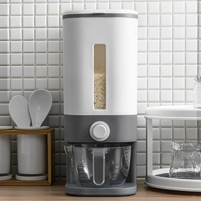 22-25 Lbs Rice Dispenser with Measuring Cup Large Food Storage Container, For Rice, Corn, Cereal,Grain,Soybean & Oatmeal, Airtight, Moisture Proof