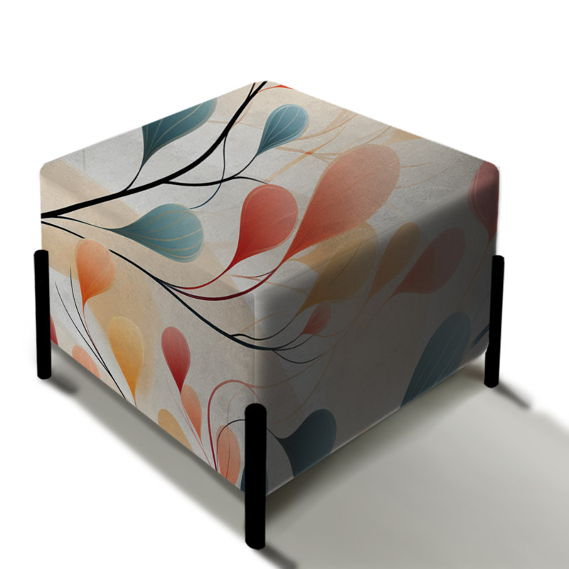 Subtle Whispers - Abstract Square Ottoman