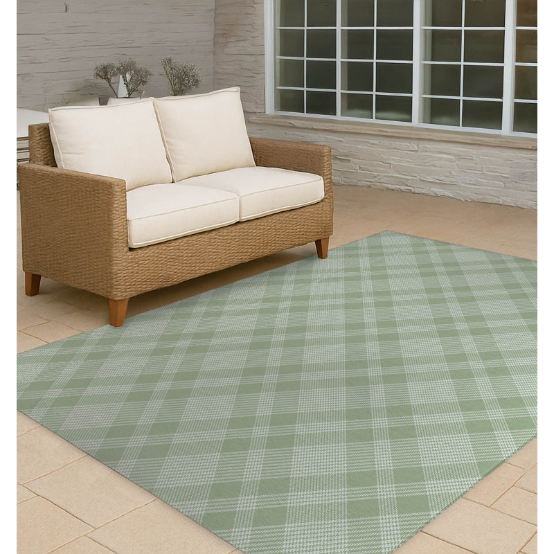 Tapis d'extérieur antidérapant Lily Tartan, Rectangulaire 8 pi x 10 pi