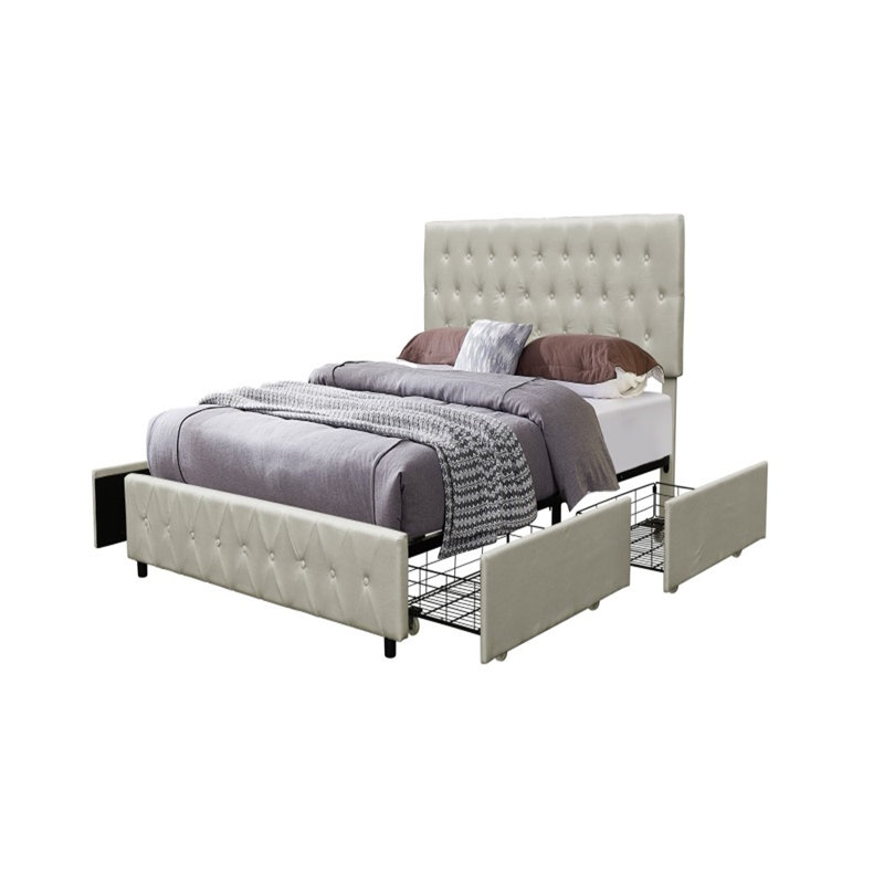 Lit plateforme avec rangement Amias, beige, Simple