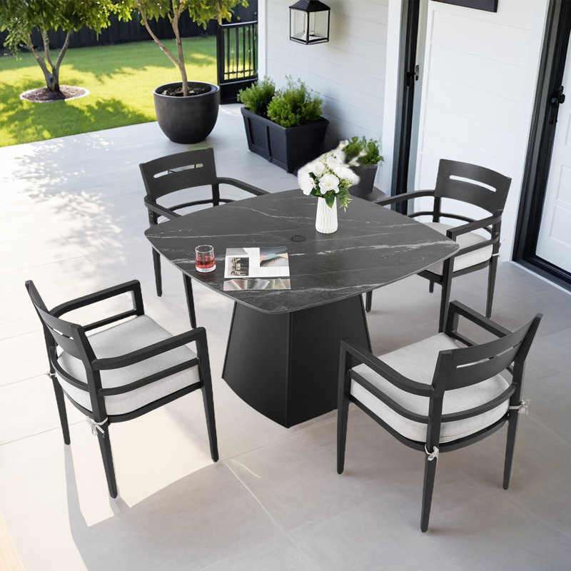 5-Piece Outdoor Pedestal Dining Set