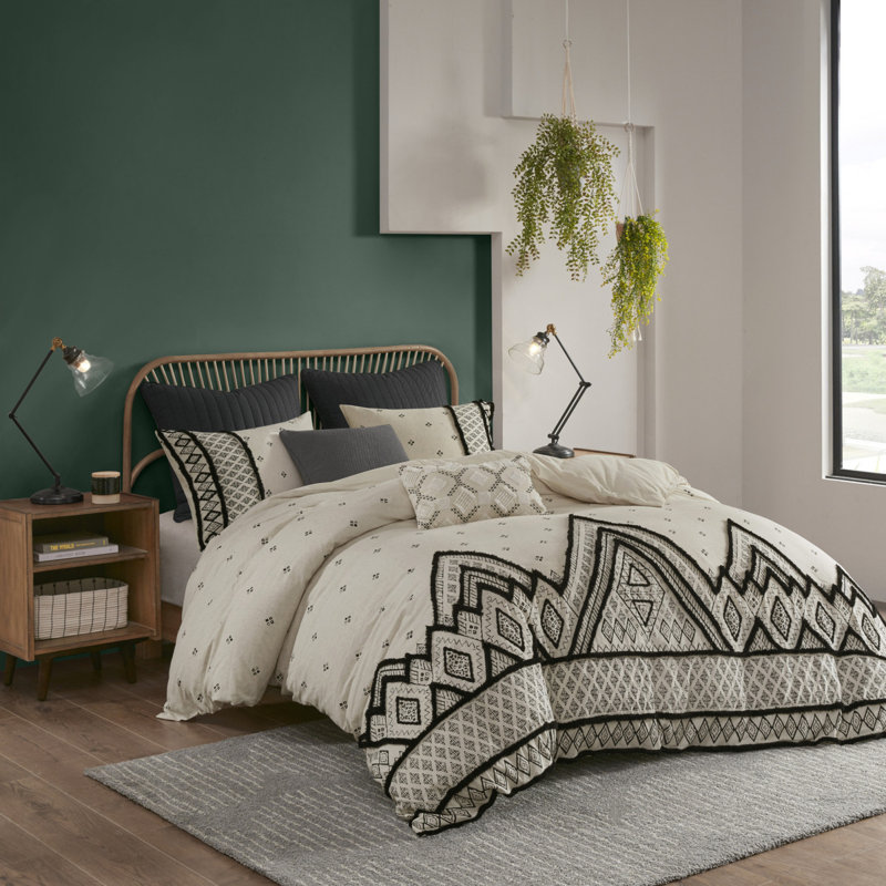 Multicolore, ensemble de literie en lin 3 pièces Modern-boho