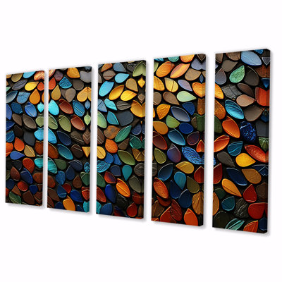 Colorful Zen Healing Stone Essence I - Spiritual Stone 5 Piece Wall Art Decor