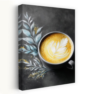 «Latte Feather Elegant Abstract Contemporary Plant Landscape», art mural