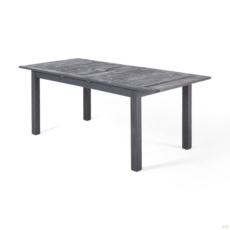 Outdoor Expandable Acacia Wood Dining Table, Dark Gray