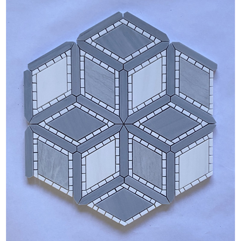 Carrelage à motif mosaïque en marbre Julian, Gris / blanc