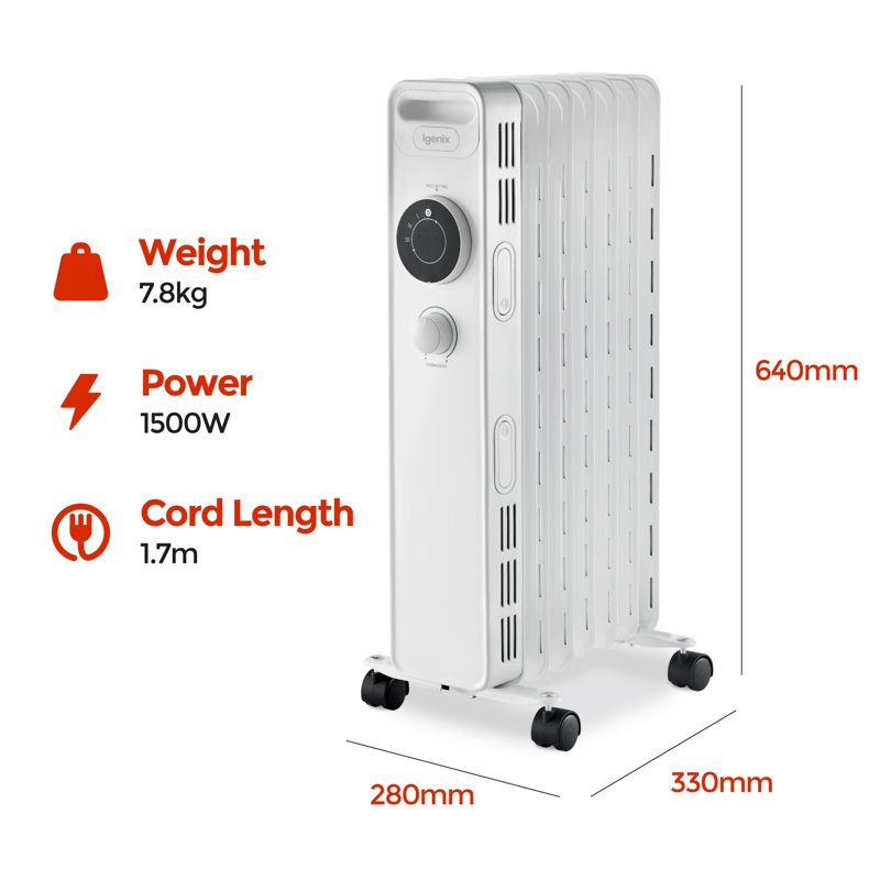 Igenix 1500W Oil filled Radiator White