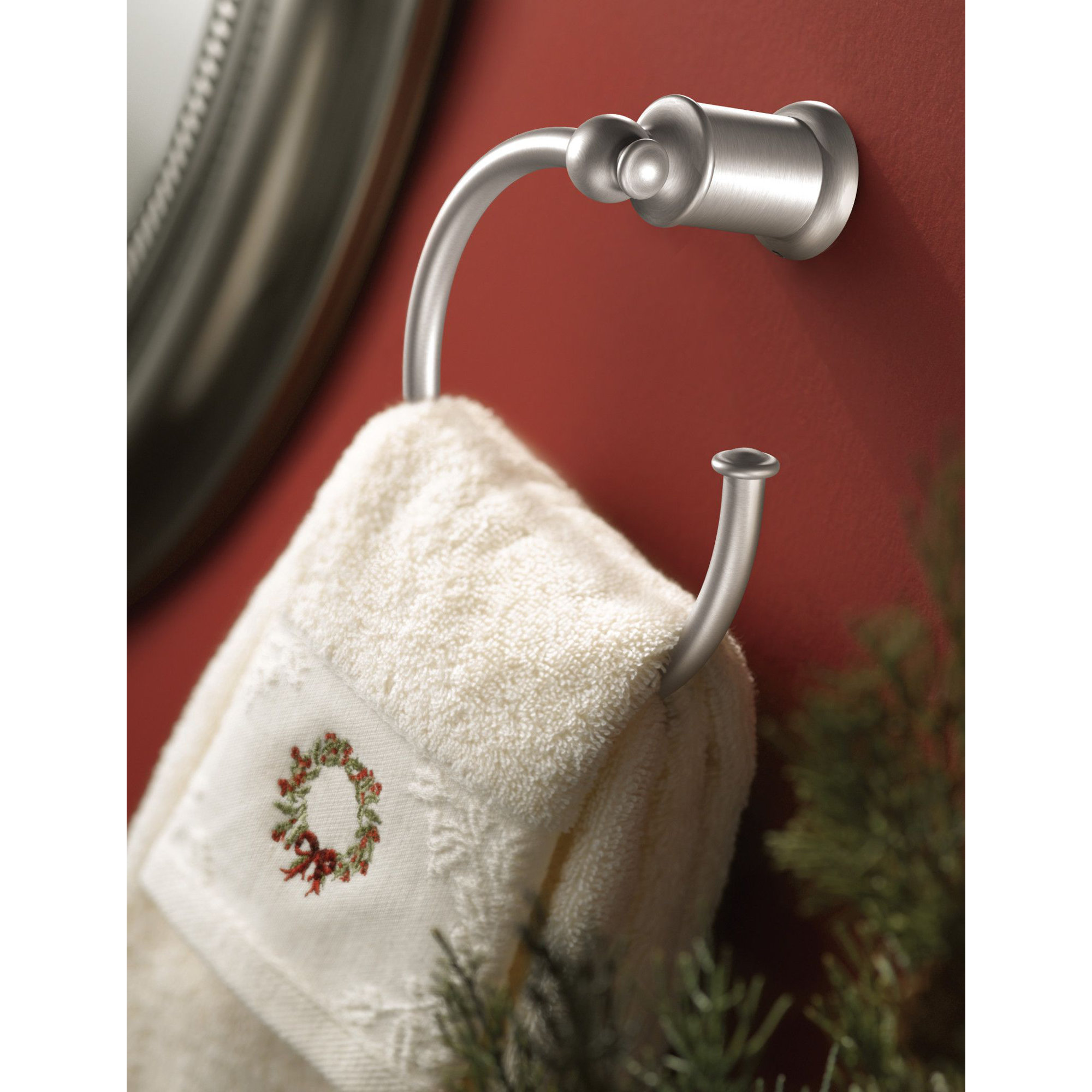 Wynford Wall Mounted Towel Ring, Brushed Nickel