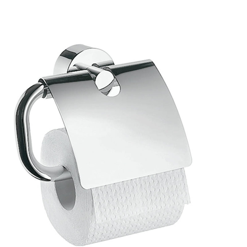 Uno Wall Mount Toilet Paper Holder with Cover, Chrome