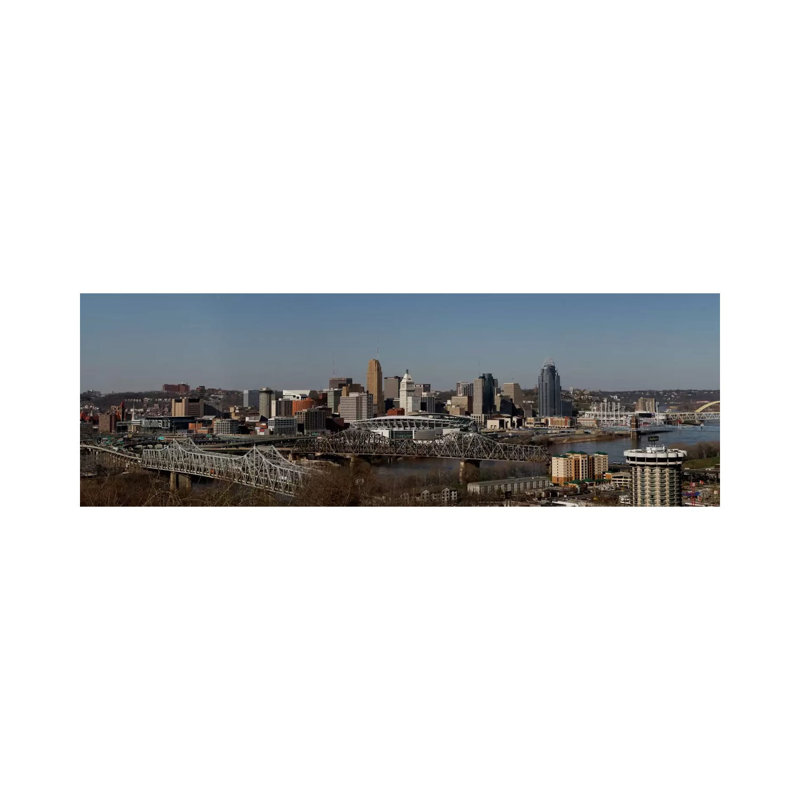 Cincinnati Skyline Cityscape - Wrapped Canvas Panoramic Print, 30.48 cm H x 91.44 cm W x 1.91 cm D