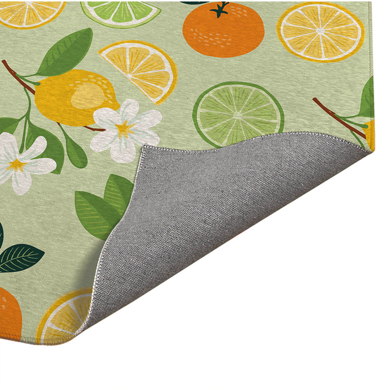 Tapis à linge antidérapant Sunny Citrus, 37 "L x 5.5 "H, Green Floral
